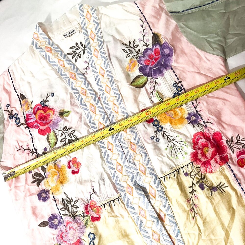 Paparazzi vintage embroidered kimono johnny style floral size Large/ Extra Large - Picture 8 of 10